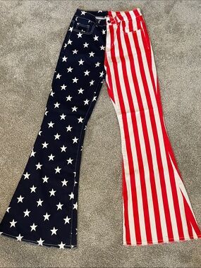 Women’s Star & Stripe Flared Pants - Red, White & Blue American Flag Size 10